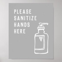 Minimalist Grey Sanitize Hands Here