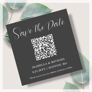 Minimalist Grey   Save the Date   QR Code   Magnet