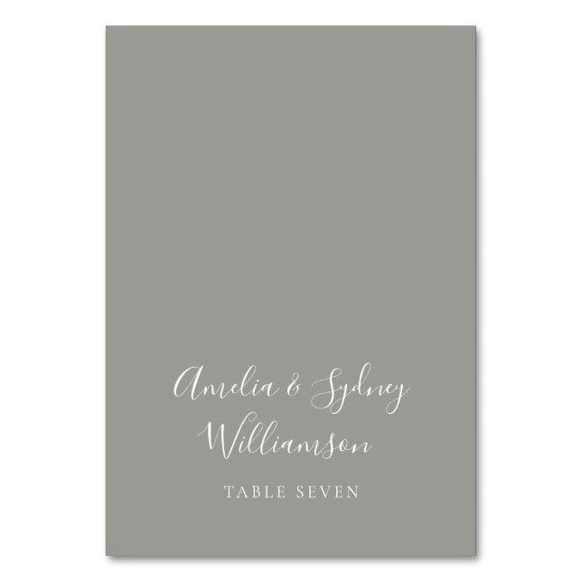 Minimalist Grey Script Custom Name Place Card (Front)
