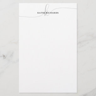 Minimalist Grey Script Monogram Stationery