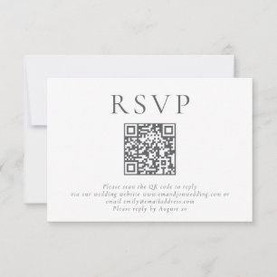 Minimalist Grey Text QR Code Wedding  RSVP Card