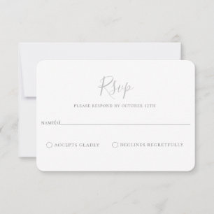 Minimalist Grey Wedding RSVP Card