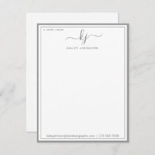 Minimalist Grey White From The Desk Of Note Card