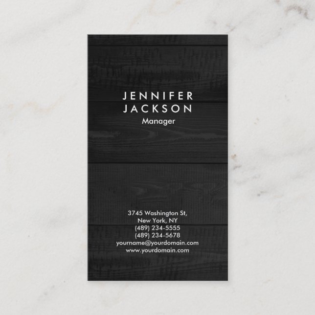 Minimalist Grey Wood Modern Plain Professional Business Card (Front)