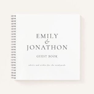 Minimalist Grey Writing Wedding Guest Book