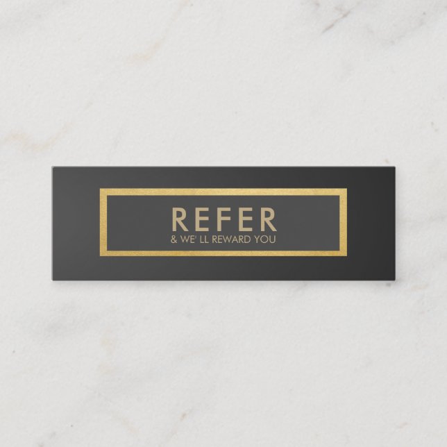Minimalist GreyBlack Gradient Gold Luxury Referral Mini Business Card (Front)