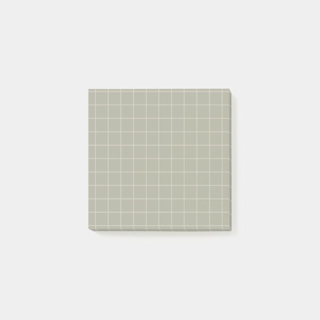 Minimalist Grid Post-It Notes in Sage Earth Tones  (Front)