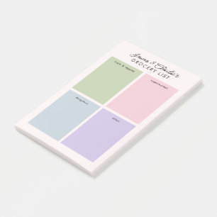 Minimalist Grocery List with Colour organization Post-it Notes