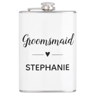 Minimalist Groomsmaid With Name Script Wedding Hip Flask