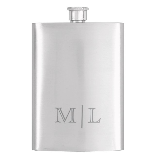 Minimalist Groomsman Gift Monogrammed Hip Flask (Front)