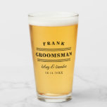Minimalist Groomsman Wedding Glass<br><div class="desc">Perfect favour for your groomsmen where you can personalize the beer glass with your groomsman's name, the names of the happy couple, and wedding date in a minimalist typography design.</div>