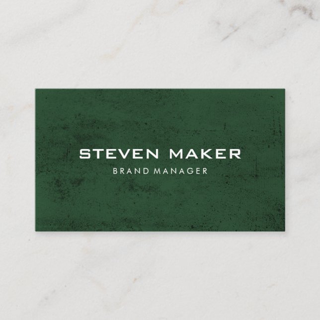 Minimalist Grunge Green Grey Business Card (Front)