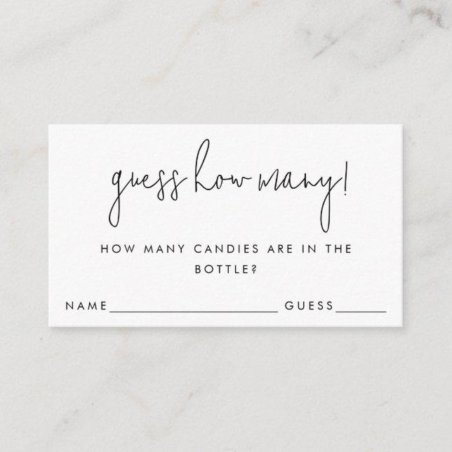 Minimalist Guess How Many Game Card (Front)