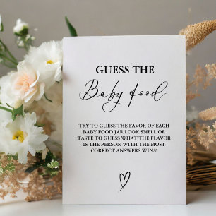 Minimalist Guess The Baby Food Baby Shower Game  Pedestal Sign