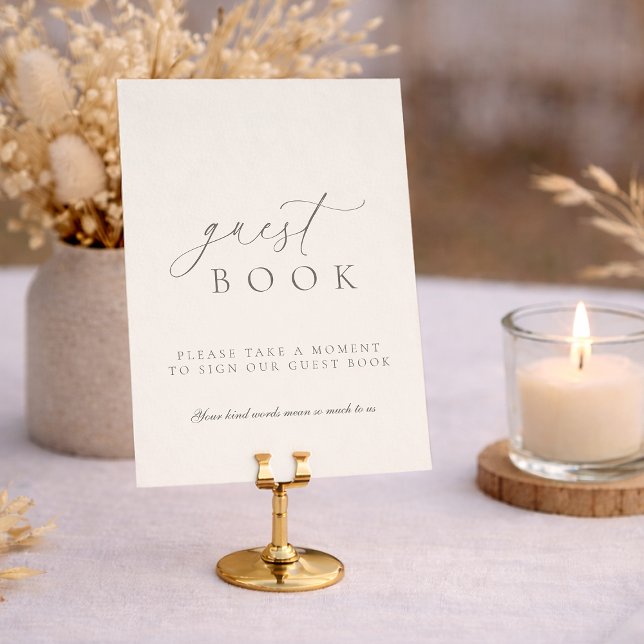Minimalist Guest Book Wedding Sign in Soft Neutral Invitation (Creator Uploaded)