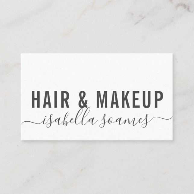 Minimalist Hair Makeup Script Signature Business Card (Front)