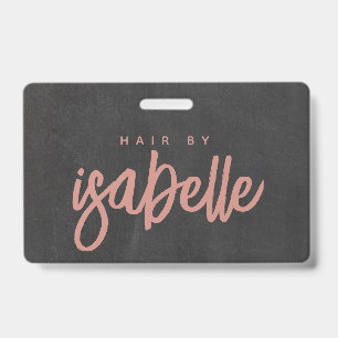 Minimalist Hair Stylist Dusty Pink Script Black Badge