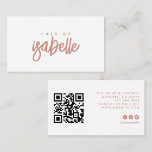 Minimalist Hair Stylist Dusty Rose Script Business Card