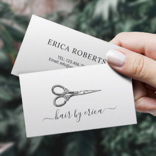 Minimalist Hair Stylist Vintage Scissor Typography Business Card