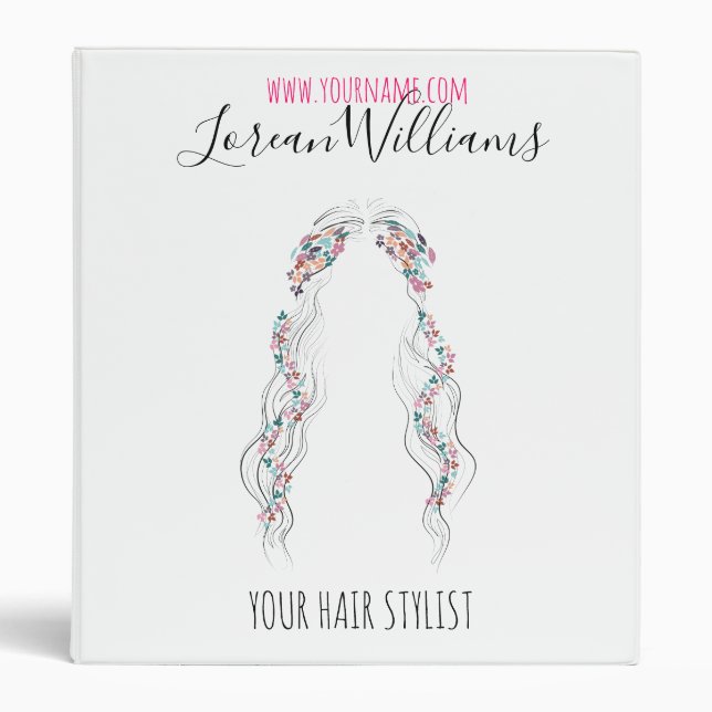 Minimalist Hairstylist Bride Wavy Hair Chic Floral Binder (Front)