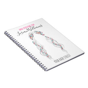 Minimalist Hairstylist Bride Wavy Hair Chic Floral Notebook