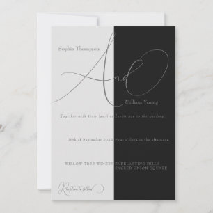 Minimalist half and half saved wedding invitation