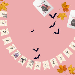 Minimalist halloween cute yellow pink  bunting flags
