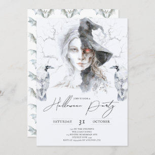 Minimalist Halloween Portrait Haunted Forrest Invitation