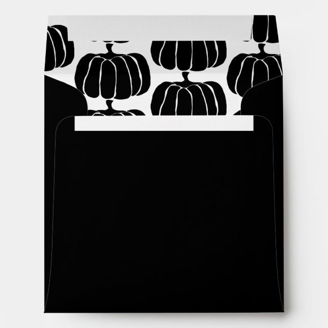 Minimalist Halloween Pumpkin Black & White Square Envelope (Back (Bottom))