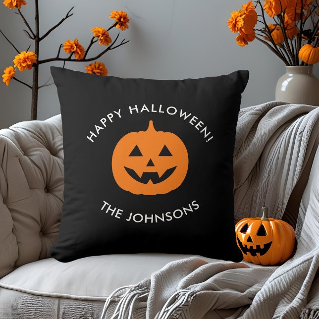 Minimalist Halloween Pumpkin – Personalized Family Throw Pillow (Creator Uploaded)