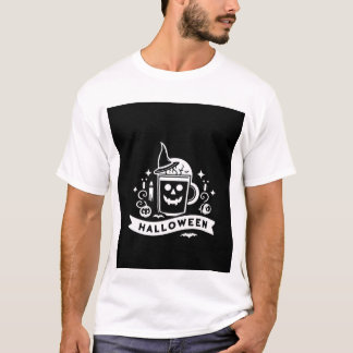Minimalist Halloween Skull Coffee Mug Emblem Graph T-Shirt