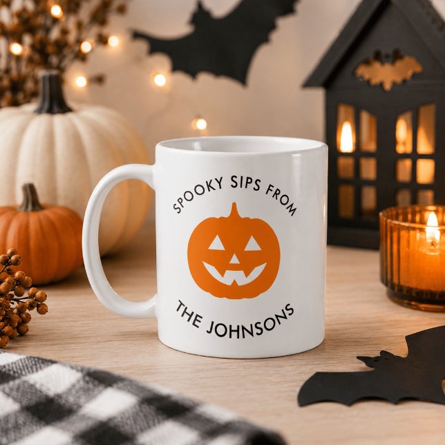 Minimalist Halloween Spooky Sips – Personalized Coffee Mug (Creator Uploaded)