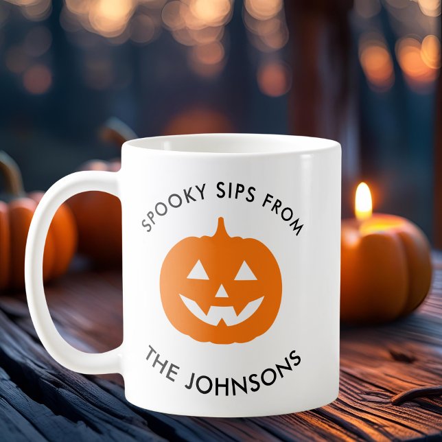 Minimalist Halloween Spooky Sips – Personalized Coffee Mug (Creator Uploaded)