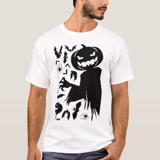Minimalist Halloween T-shirt with a smiling pumpki