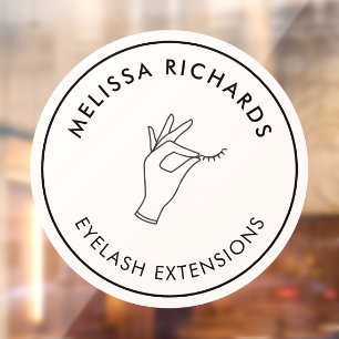 Minimalist Hand and Lashes Circle Logo Pink Window Cling