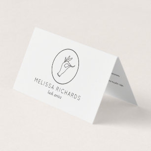 Minimalist Hand and Lashes Logo Aftercare Business Card