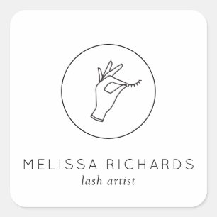 Minimalist Hand and Lashes Logo Makeup Artist Square Sticker