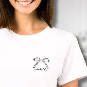 Minimalist Hand Drawn Bow Name T-Shirt