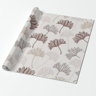 Minimalist Hand-Drawn Ginkgo Leaf and Fan Wrapping Paper