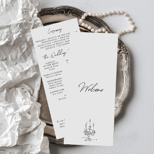 Minimalist Hand Drawn Ink Illustration Wedding Program