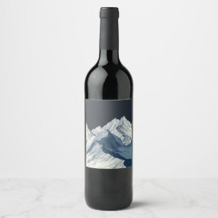 Minimalist Hand-Drawn Mountain Peaks Wine Label