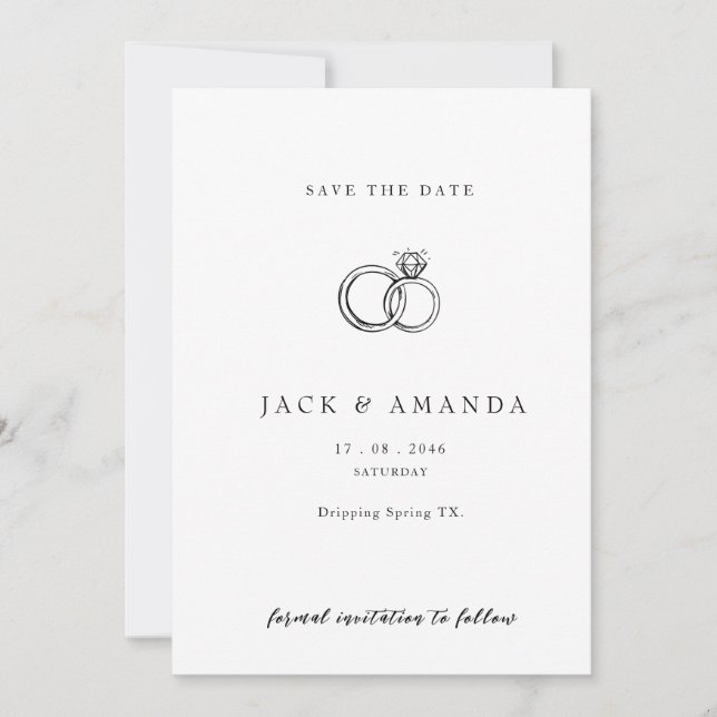 Minimalist hand drawn Script Wedding save the date (Front)