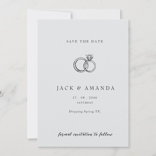 Minimalist hand drawn Script Wedding save the date (Front)