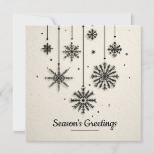 Minimalist Hand-Drawn Snowflake Ornaments Hanging Holiday Card