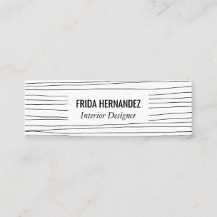 Minimalist hand drawn stripes lines mini business card