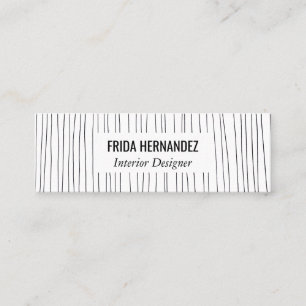 Minimalist hand drawn stripes lines mini business card
