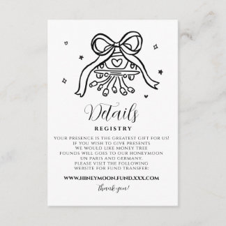 Minimalist Hand Drawn Wedding Party Details Card