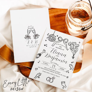 Minimalist Hand Drawn Wedding Party Invitation
