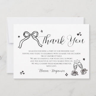 Minimalist Hand Drawn Wedding Party Thank You Card