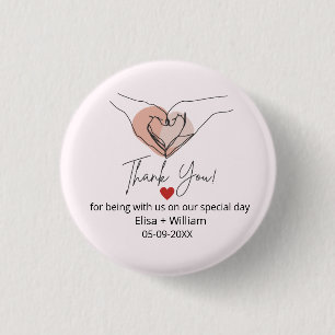 Minimalist Hand Heart Gesture Wedding Guest Gift B 1 Inch Round Button